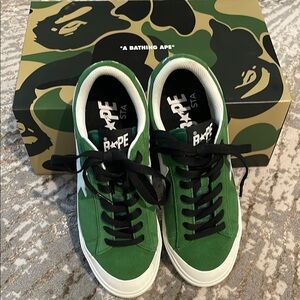 A BATHING APE Green/white Men's Sneakers
